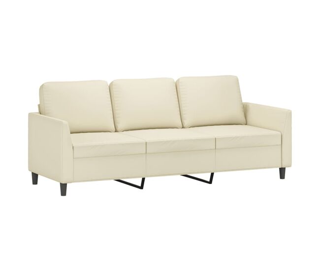 Vidaxl sofá de 3 plazas de cuero sintético color crema 180 cm