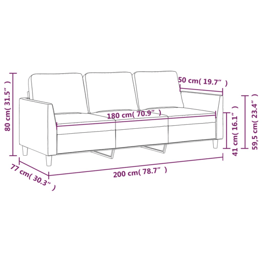 vidaXL Sofá de 3 lugares 180 cm couro artificial cor creme vidaXL Sofá de 3 lugares 180 cm couro artificial cor creme