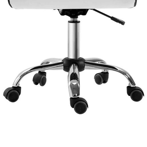 HOMCOM Cadeira de Escritório sem Apoio para os Braços Cadeira de Escritório Giratória com Altura Ajustável Cadeira para Estudo Estofada em PU Carga 120 kg 48x52x78-90 cm Branco