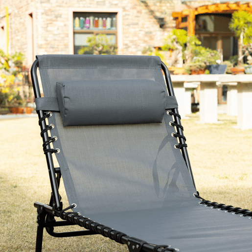 Outsunny Espreguiçadeira Dobrável, Espreguiçadeira Jardim Exterior Reclinável 5 Posições, com Apoio de Cabeça Acolchoado, Bolso Lateral e Estrutura de Aço, para Terraço, Piscina, 189x58x30 cm, Cinzento
