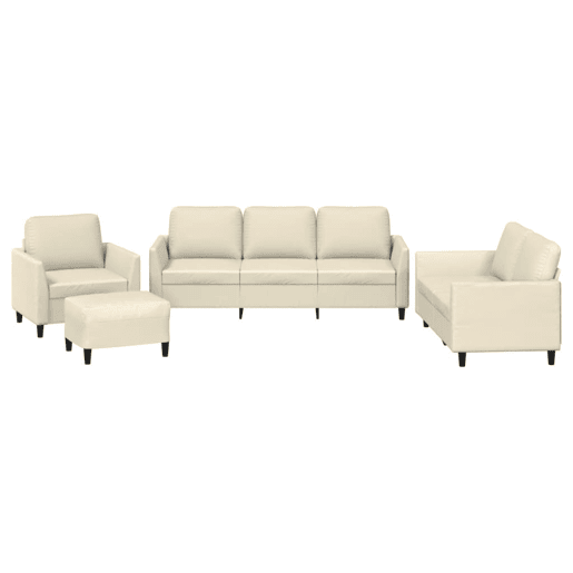 vidaXL 4 pcs conjunto sofás c almofadões couro artificial cor creme vidaXL 4 pcs conjunto sofás c almofadões couro artificial cor creme