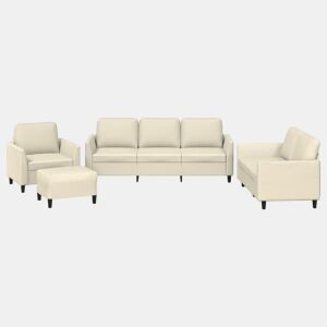vidaXL 4 pcs conjunto sofás c almofadões couro artificial cor creme