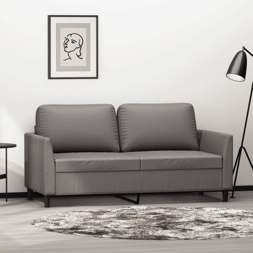 vidaXL Sofá de 2 lugares 140 cm couro artificial cinza vidaXL Sofá de 2 lugares 140 cm couro artificial cinza
