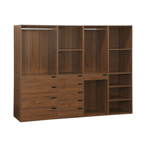 Kit de roupeiro modular com 4 unidades, Modulo, Madeira de nogueira, 260x45x180 cm