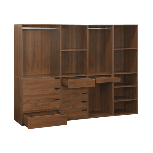 Kit de roupeiro modular com 4 unidades, Modulo, Madeira de nogueira, 260x45x180 cm