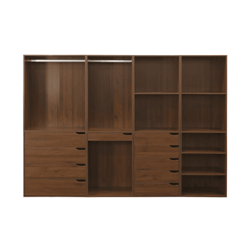 Kit de roupeiro modular com 4 unidades, Modulo, Madeira de nogueira, 260x45x180 cm