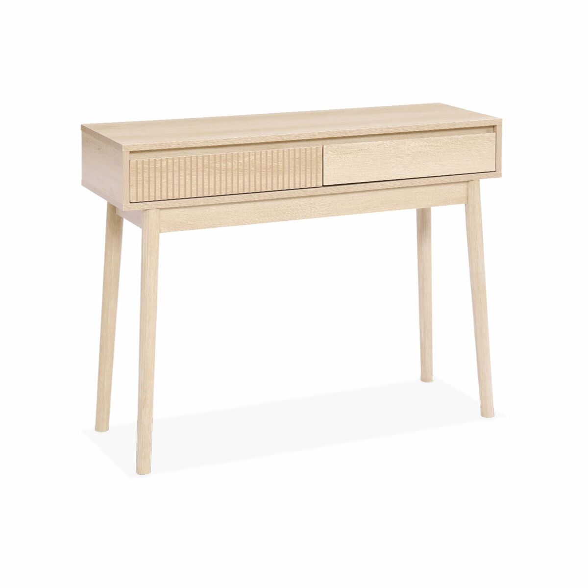 Consola con efecto madera de 2 cajones, 100cm, linear, madera, 100x30x75 cm