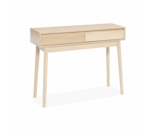 Consola con efecto madera de 2 cajones, 100cm, linear, madera, 100x30x75 cm