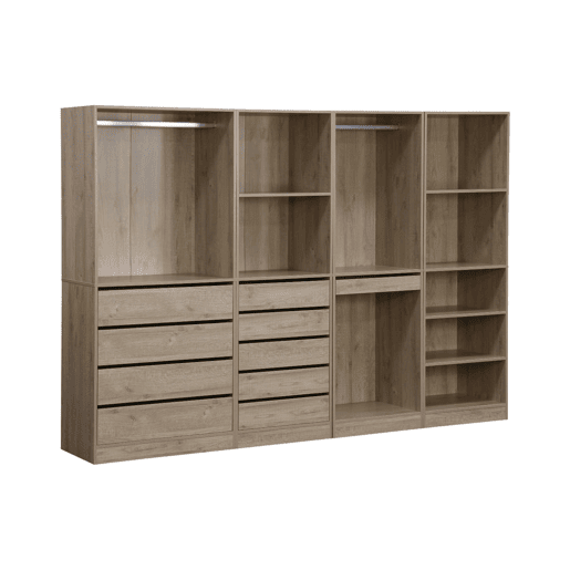 Kit de roupeiro modular com 4 unidades, Modulo, Natural, 260x45x180 cm