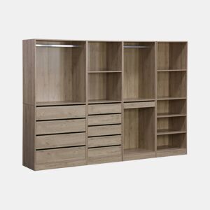 Kit de roupeiro modular com 4 unidades, Modulo, Natural, 260x45x180 cm