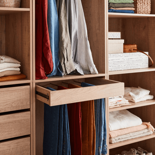 Kit de roupeiro modular com 4 unidades, Modulo, Natural, 260x45x180 cm