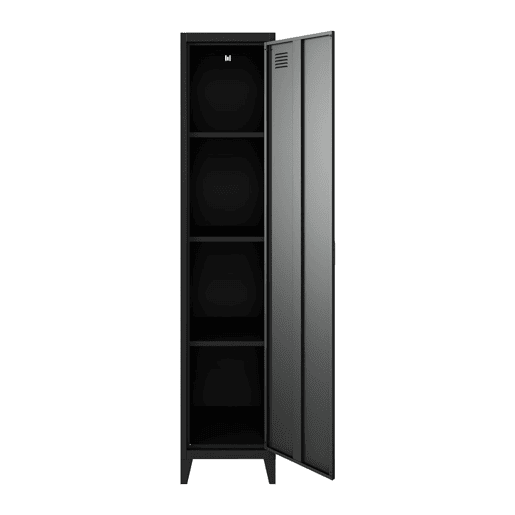 Armário em metal, 4 espaços de armazenamento, set de 3, Soho, Preto, 38x38x180 cm