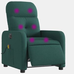 vidaXL Poltrona reclinável de massagens elétrica tecido verde-escuro