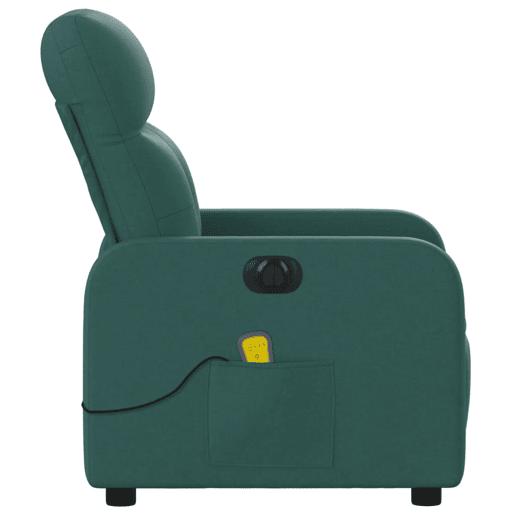 vidaXL Poltrona reclinável de massagens elétrica tecido verde-escuro vidaXL Poltrona reclinável de massagens elétrica tecido verde-escuro