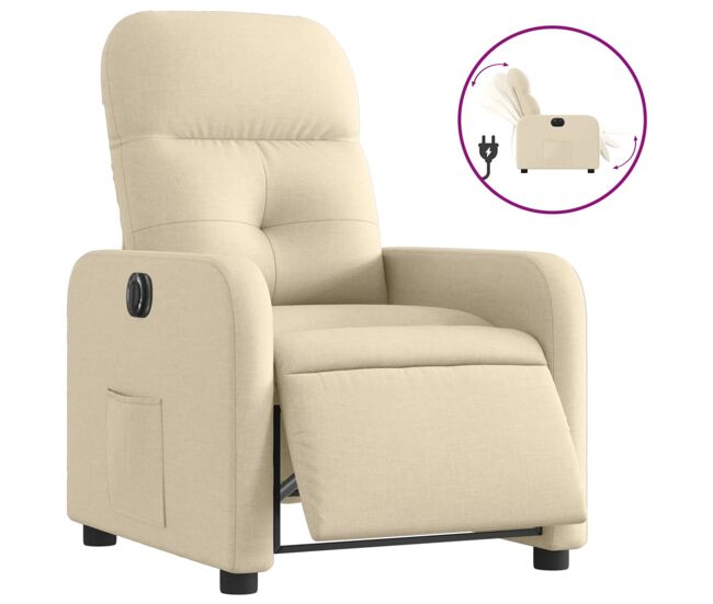 Vidaxl sillón reclinable eléctrico de tela crema