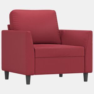 vidaXL Poltrona 60 cm couro artificial vermelho tinto