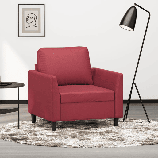 vidaXL Poltrona 60 cm couro artificial vermelho tinto