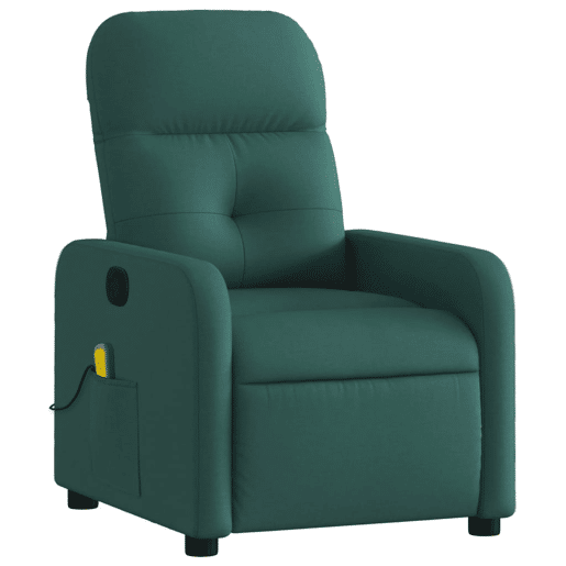 vidaXL Poltrona de massagens reclinável tecido verde-escuro