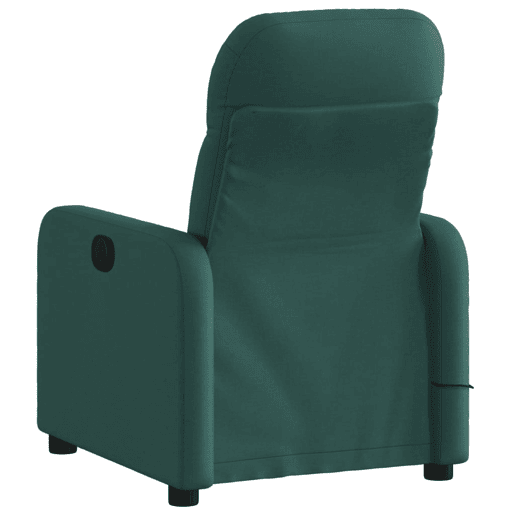 vidaXL Poltrona de massagens reclinável tecido verde-escuro