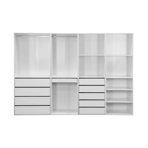 Kit de roupeiro modular com 4 unidades, Modulo, Branco, 260x45x180 cm