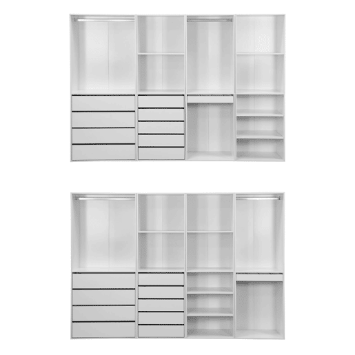 Kit de roupeiro modular com 4 unidades, Modulo, Branco, 260x45x180 cm