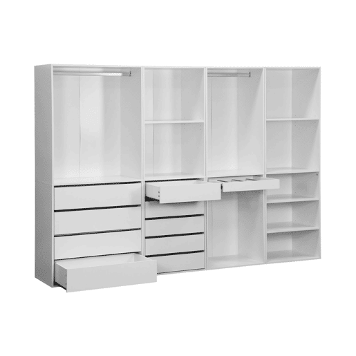 Kit de roupeiro modular com 4 unidades, Modulo, Branco, 260x45x180 cm