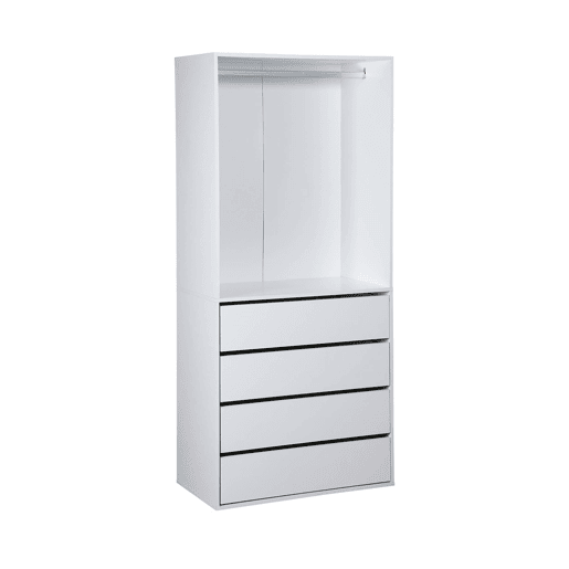 Kit de roupeiro modular com 4 unidades, Modulo, Branco, 260x45x180 cm