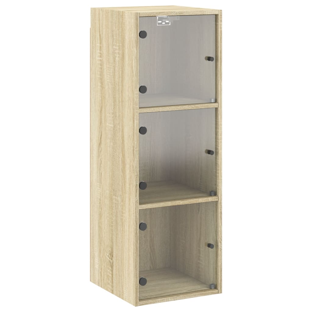 Vidaxl mueble de pared puertas de vidrio roble sonoma 35x37x100 cm