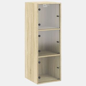 vidaXL Armário de parede c portas vidro 35x37x100 cm carvalho sonoma