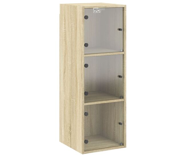 Vidaxl mueble de pared puertas de vidrio roble sonoma 35x37x100 cm