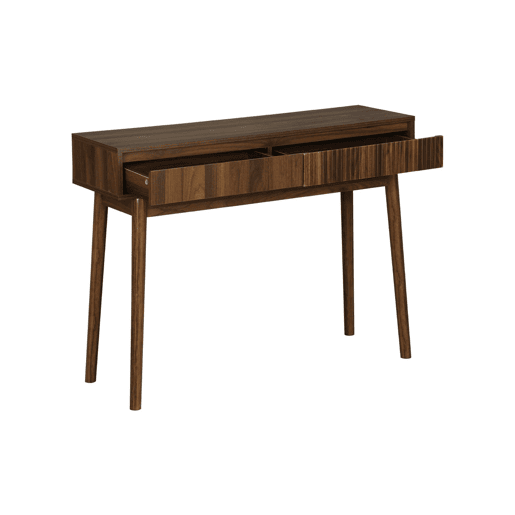 Consola de madeira 2 gavetas, Linear, Madeira escura, 100x30x75 cm