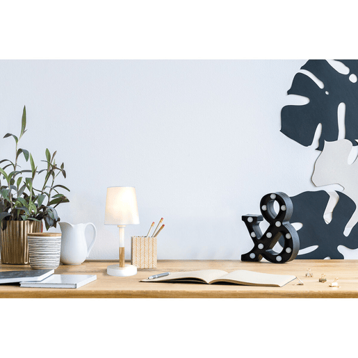 Lâmpada de mesa EDM 32016 Branco Madeira Aço 40 W 220-240 V Ø 13 x 32 cm