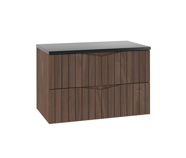 Mueble bajo lavabo 80cm encimera siena madera y negro
