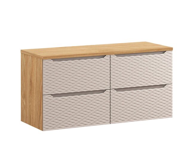 Mueble bajo lavabo 120cm 4 cajones encimera elora beige y madera