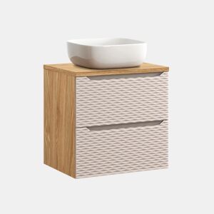 Móvel lavatório simples 60cm Elora Bege e madeira