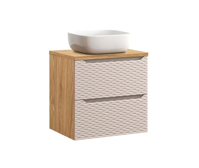 Mueble lavabo individual 60cm elora beige y madera
