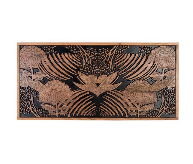 Cabecero de madera de acacia natural y negra 81x166x6