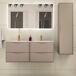 Conjunto de muebles con doble lavabo encastrado y columna Ellie Conjunto de muebles con doble lavabo encastrado y columna Ellie Beige