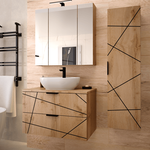 Móvel de lavatório simples Teren Madeira 80cm Móvel de lavatório simples Teren Madeira 80cm
