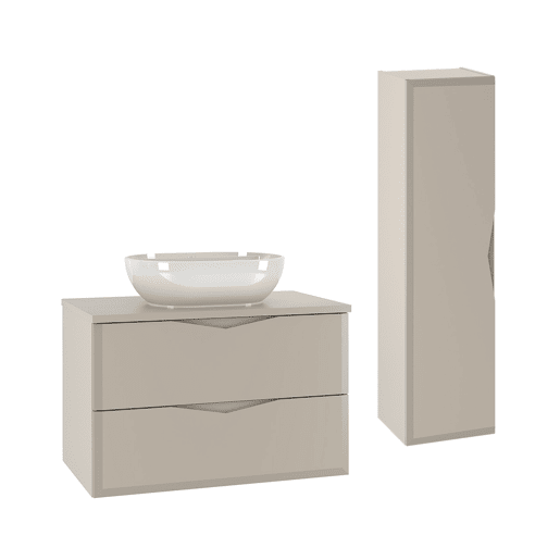 Conjunto móvel simples lavatório 80cm e coluna Ellie Caxemira