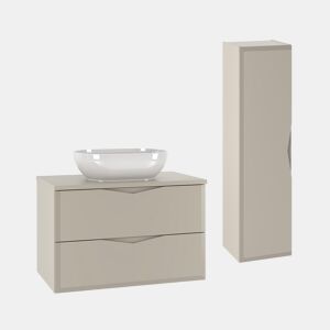 Conjunto móvel simples lavatório 80cm e coluna Ellie Caxemira