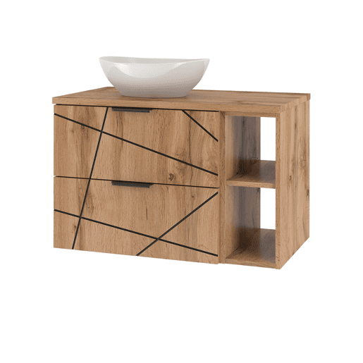 Móvel de lavatório simples 80cm 2 nichos Teren Madeira
