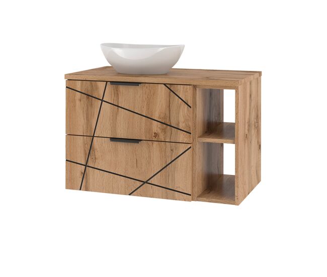 Mueble lavabo individual 80cm 2 compartimientos Teren Madera