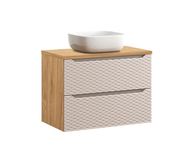 Mueble lavabo individual 80cm elora beige y madera