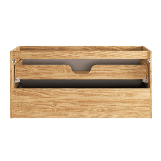 Elora Móvel de lavatório simples bege e madeira 120cm 2 gavetas