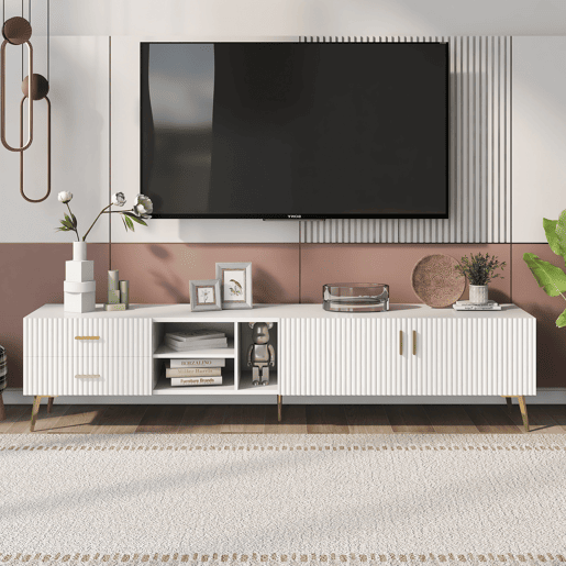 Móvel de TV 180cm de MDF com 2 portas e 2 gavetas,branco