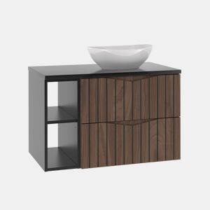Lavatório individual 80cm 2 nichos Siena madeira e preto