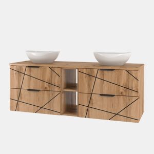 Móvel de lavatório duplo 140cm 2 nichos Teren Madeira