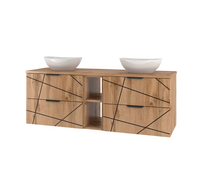 Mueble doble lavabo 140cm 2 compartimientos teren madera