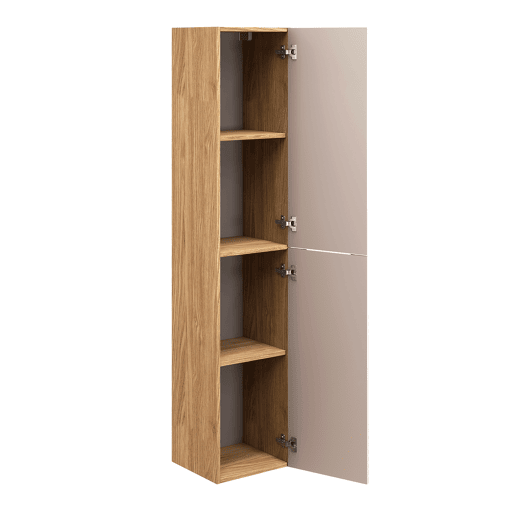 Móvel de lavatório simples Elora bege e madeira 120cm 2 gavetas e pedestal